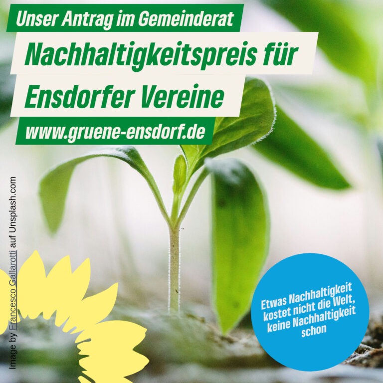 Unser Antrag: Nachhaltigkeitspreis für Ensdorfer Vereine